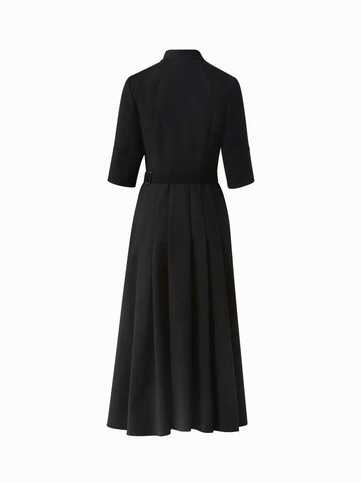 Belted Cotton Poplin Stretch Midi Dress