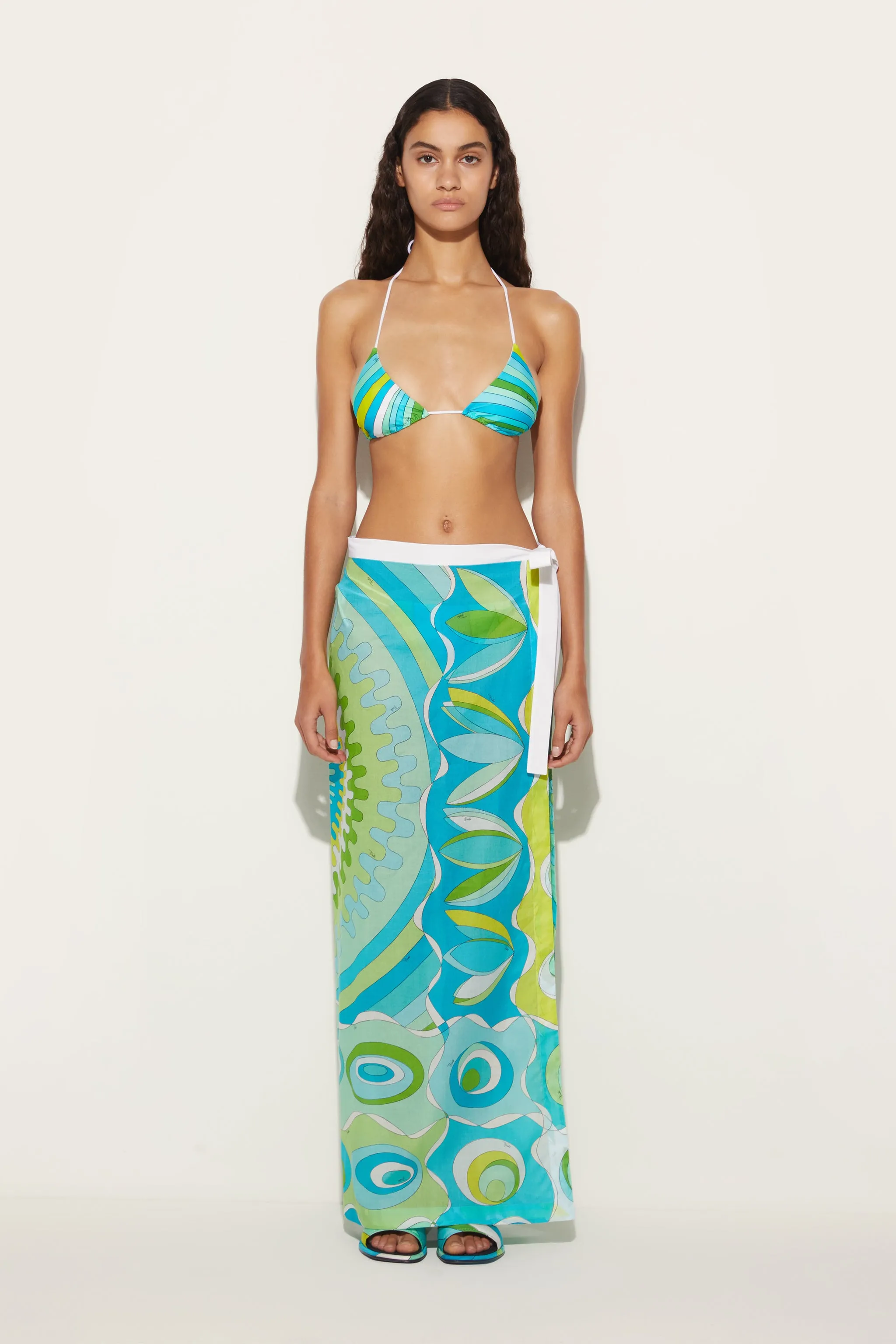 Bersaglio-Print Cotton Long Skirt
