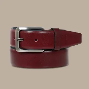 Burgundy Chic: Nubuck Leather Basic Belt for Effortless Elegance