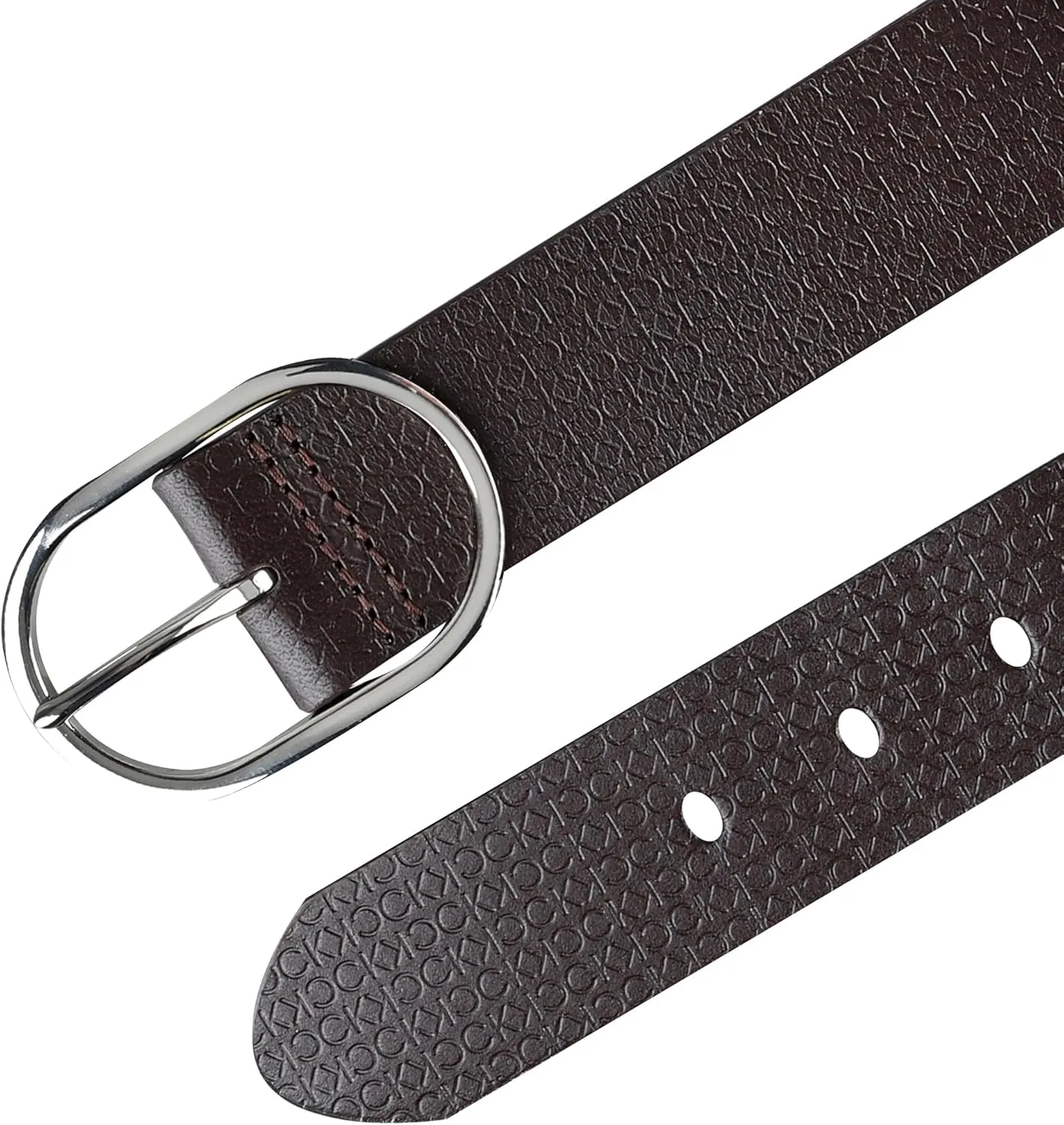 Calvin Klein Women's Oval Center Bar Buckle Leather Fashion Belt for Trousers and Dresses