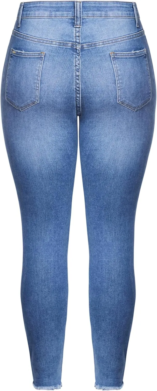 City Chic Women's Avenue Plus Size Jean a Wild Rose