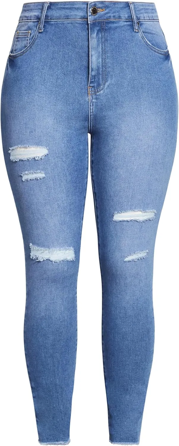 City Chic Women's Avenue Plus Size Jean a Wild Rose