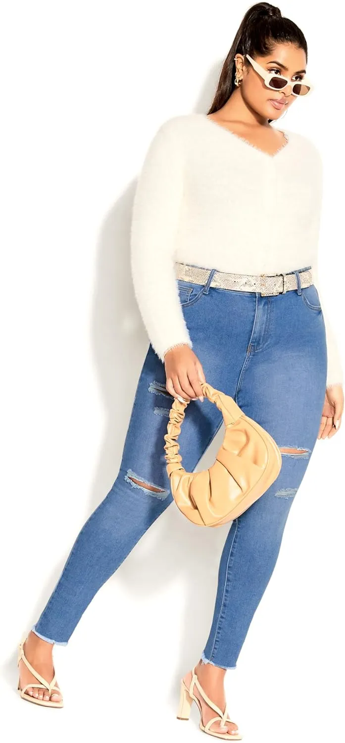 City Chic Women's Avenue Plus Size Jean a Wild Rose