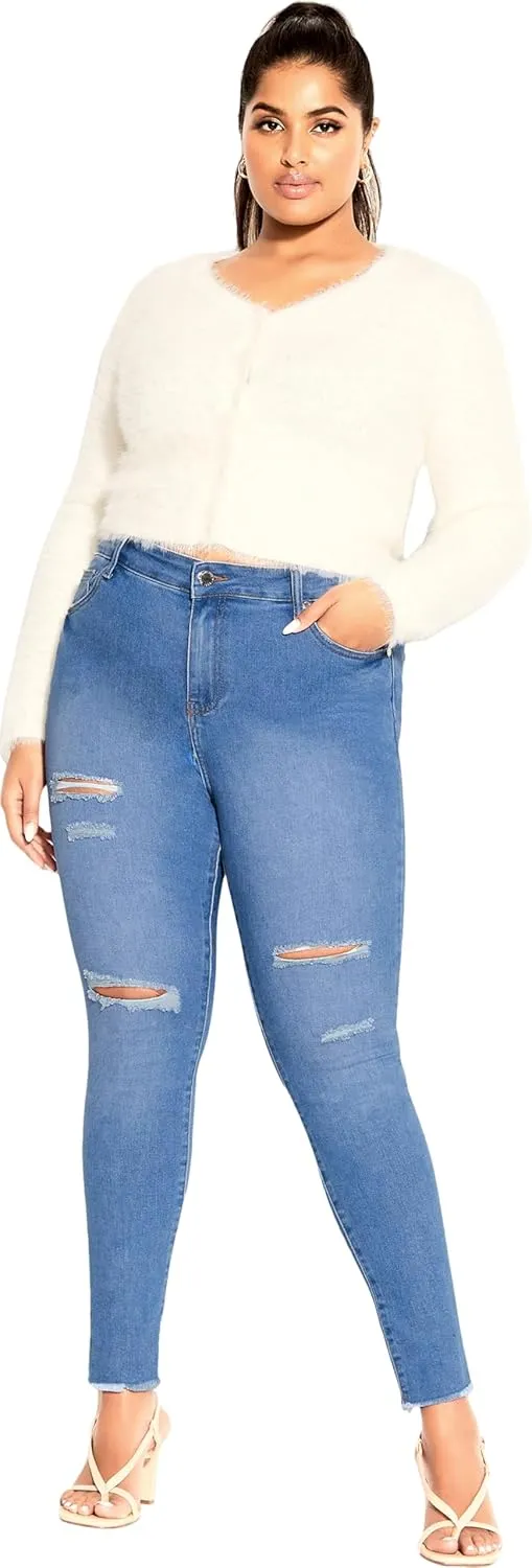 City Chic Women's Avenue Plus Size Jean a Wild Rose