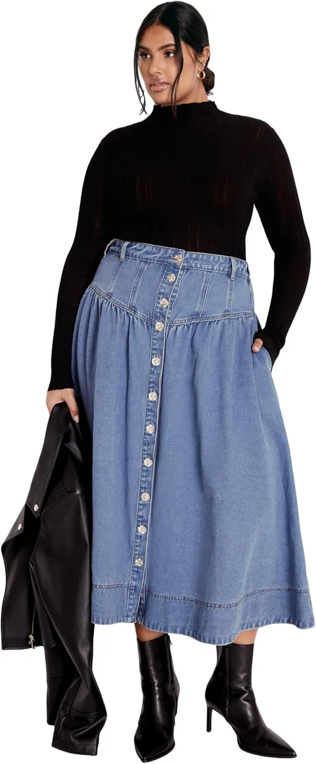 City Chic Women's Plus Size Skirt - Ari Denim