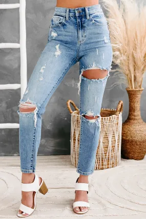 Cleobella Sneak Peek High Rise Distressed Skinny Jeans (Medium Light)