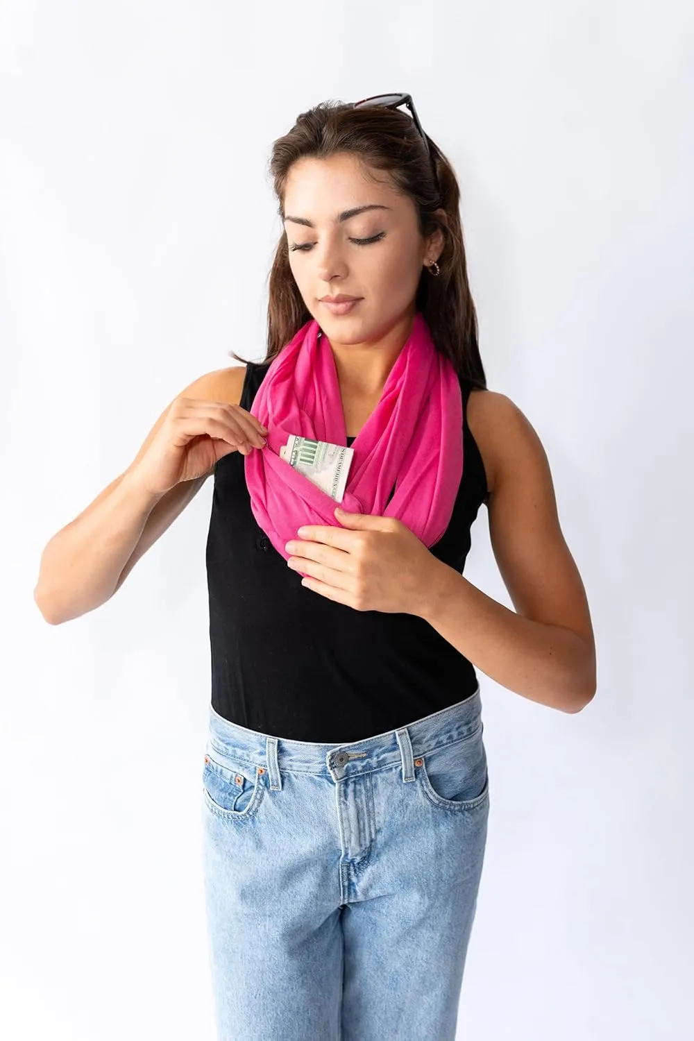 Clever Travel Companion Infinity Travel Scarf with Secret Hidden Pocket, Circle Loop Scarf for Fall Winter Travel Scarves