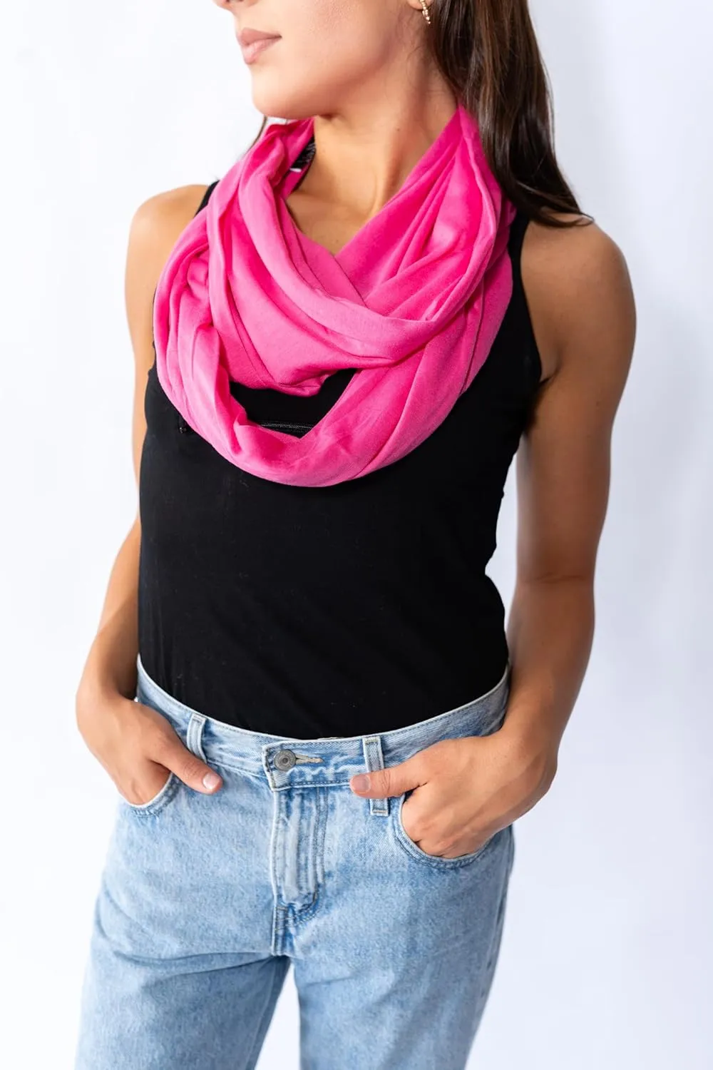 Clever Travel Companion Infinity Travel Scarf with Secret Hidden Pocket, Circle Loop Scarf for Fall Winter Travel Scarves