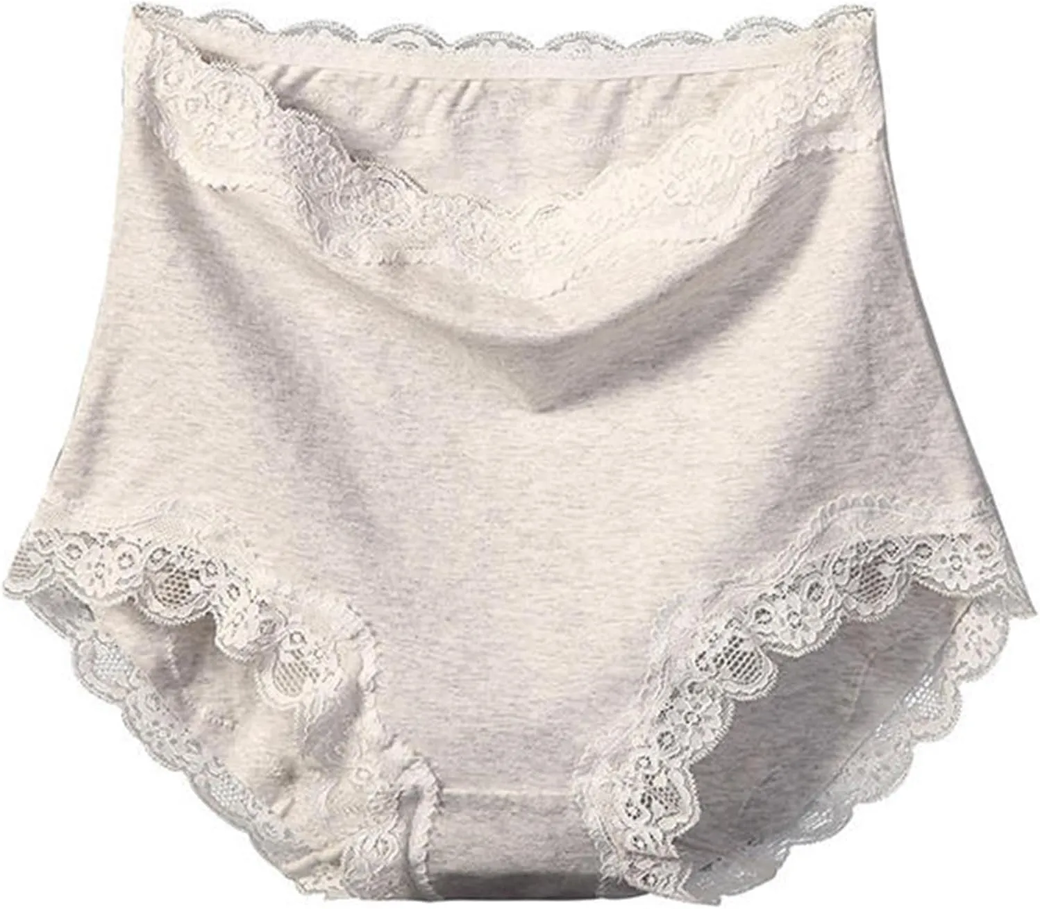 Cotton High Waist Lace Trim Panties Hip Shaping Breathable Underwear