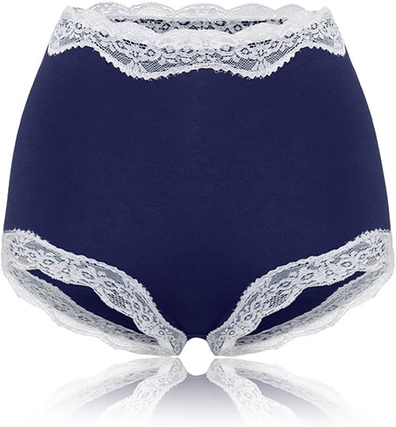Cotton High Waist Lace Trim Panties Hip Shaping Breathable Underwear