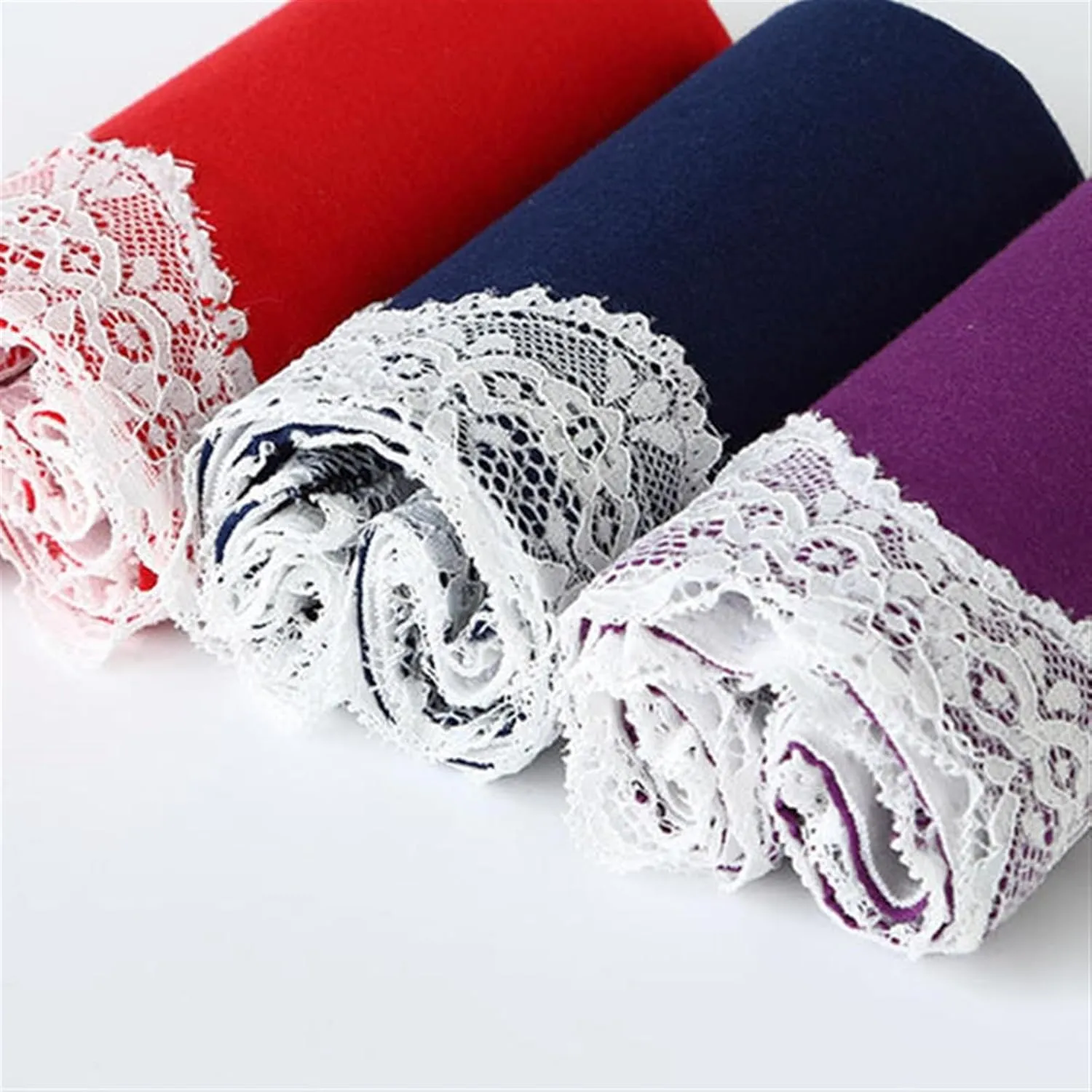 Cotton High Waist Lace Trim Panties Hip Shaping Breathable Underwear
