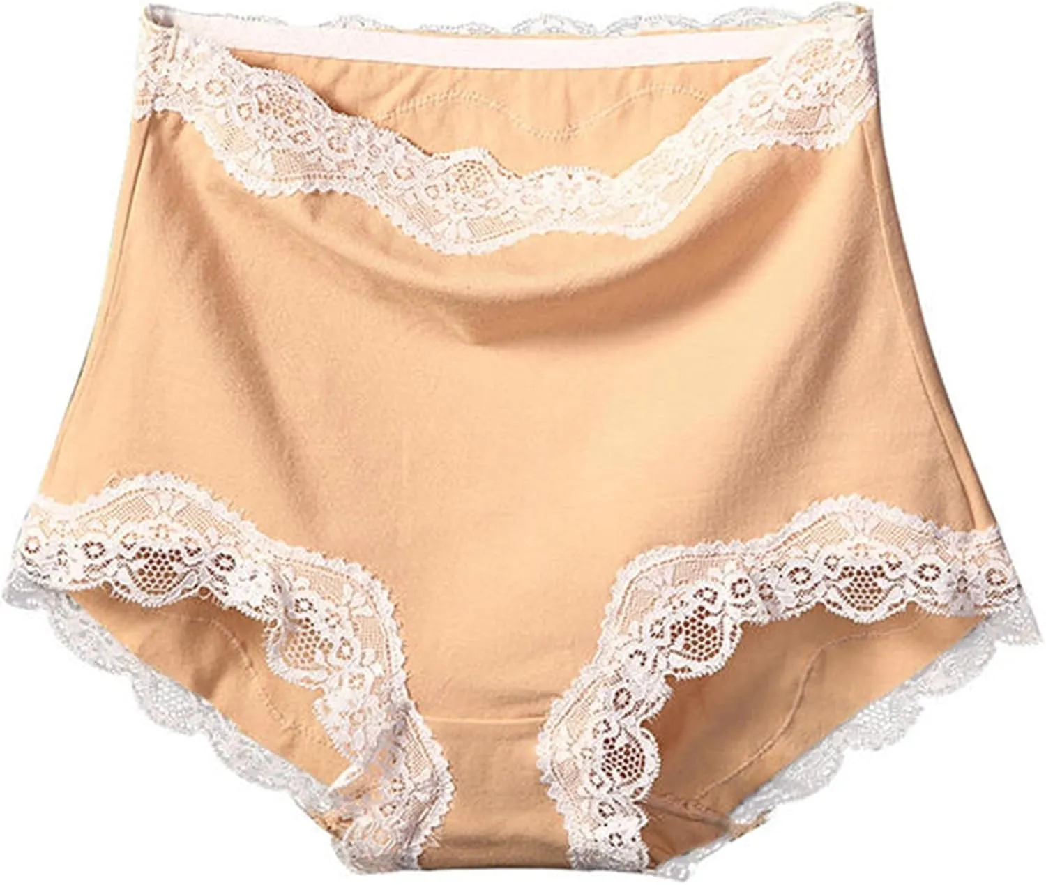 Cotton High Waist Lace Trim Panties Hip Shaping Breathable Underwear