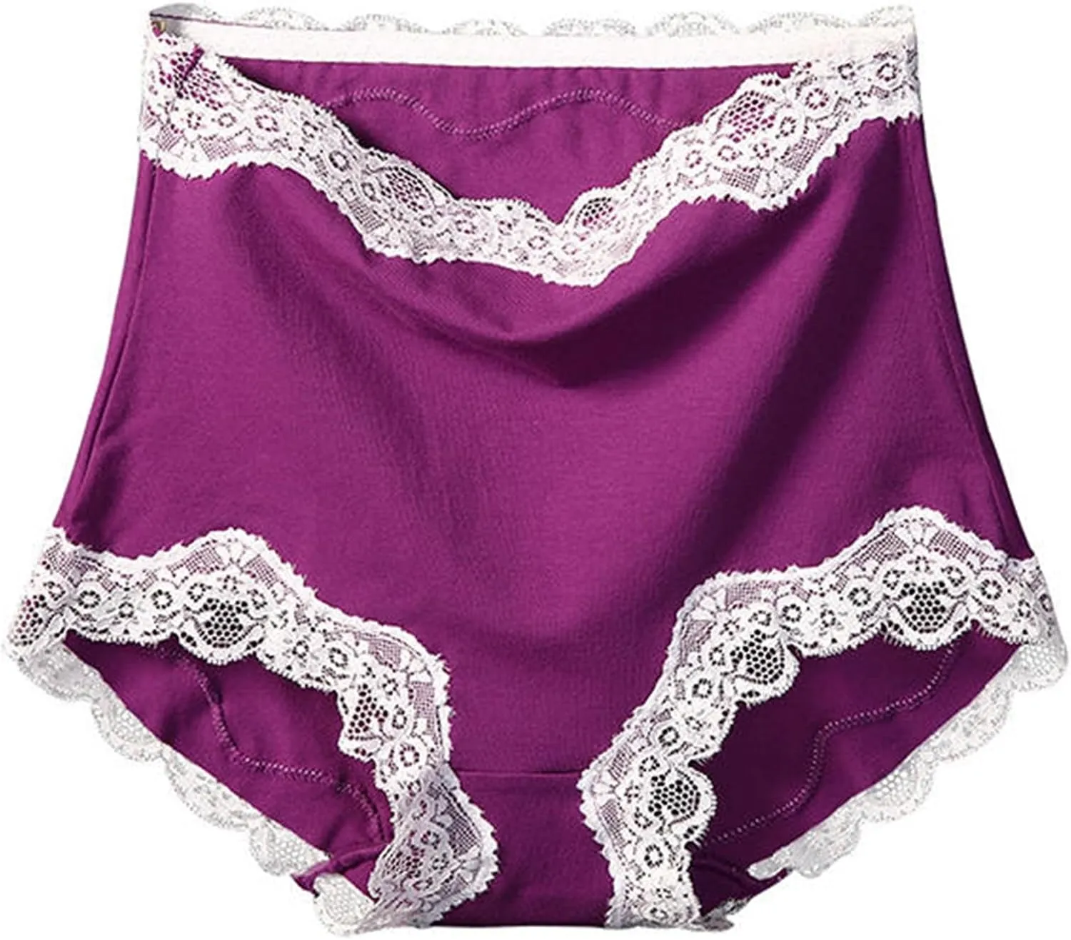Cotton High Waist Lace Trim Panties Hip Shaping Breathable Underwear