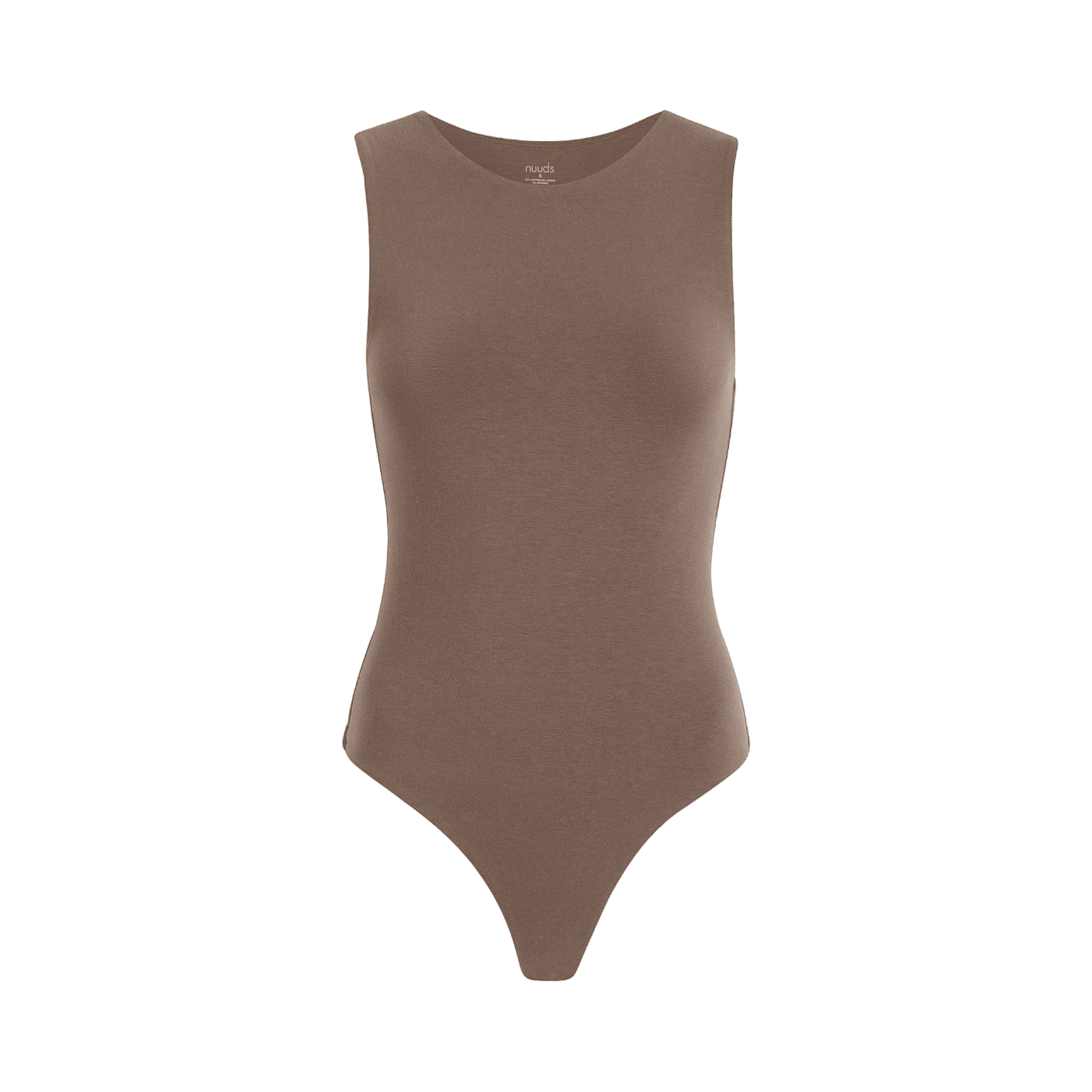 Cotton Stretch Classic Crewneck Tank Bodysuit | Mocha