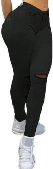 Cropped Skinny Fit Ripped Jeans for Women, Black, Light Grey, Light Wash, 4(S)-12(XL), High Stretch Denim Blend