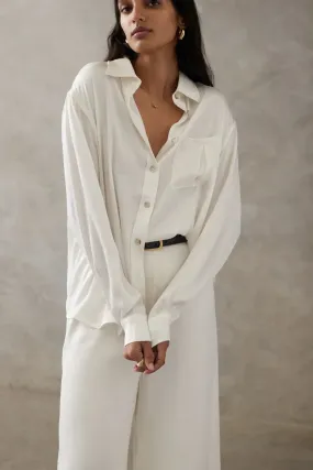 Cupro Long Sleeve Shirt - Ecru