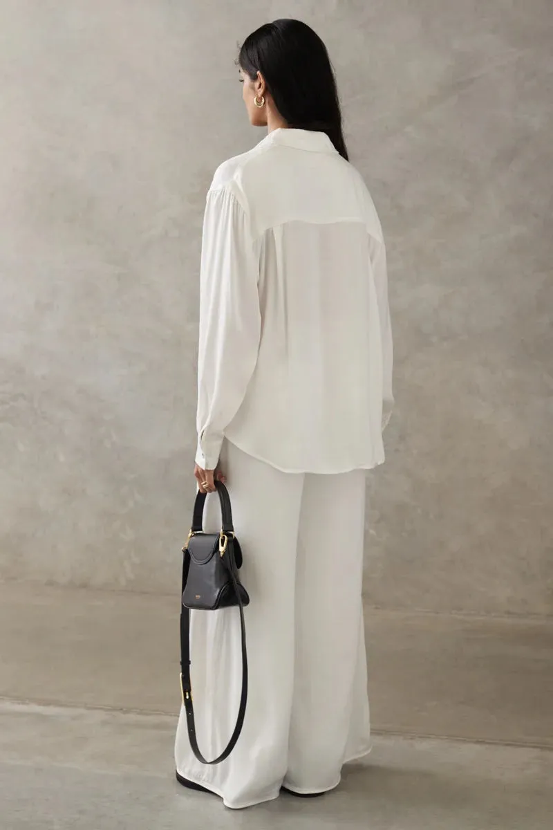 Cupro Long Sleeve Shirt - Ecru