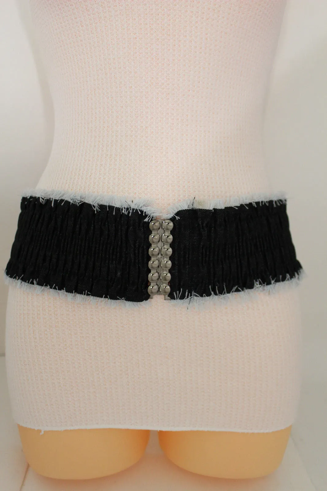 Denim Stretch Elastic Waist Belt Fringes
