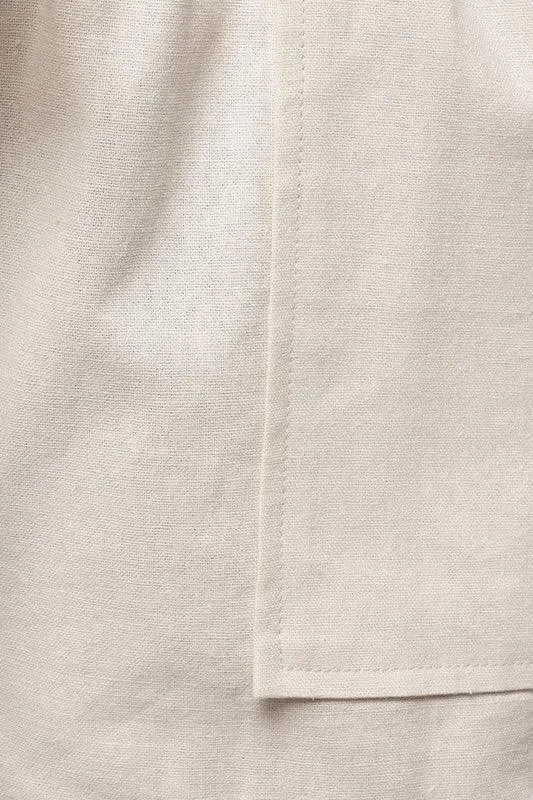 Elastic Waist Front Pocket Roll-Up Shorts