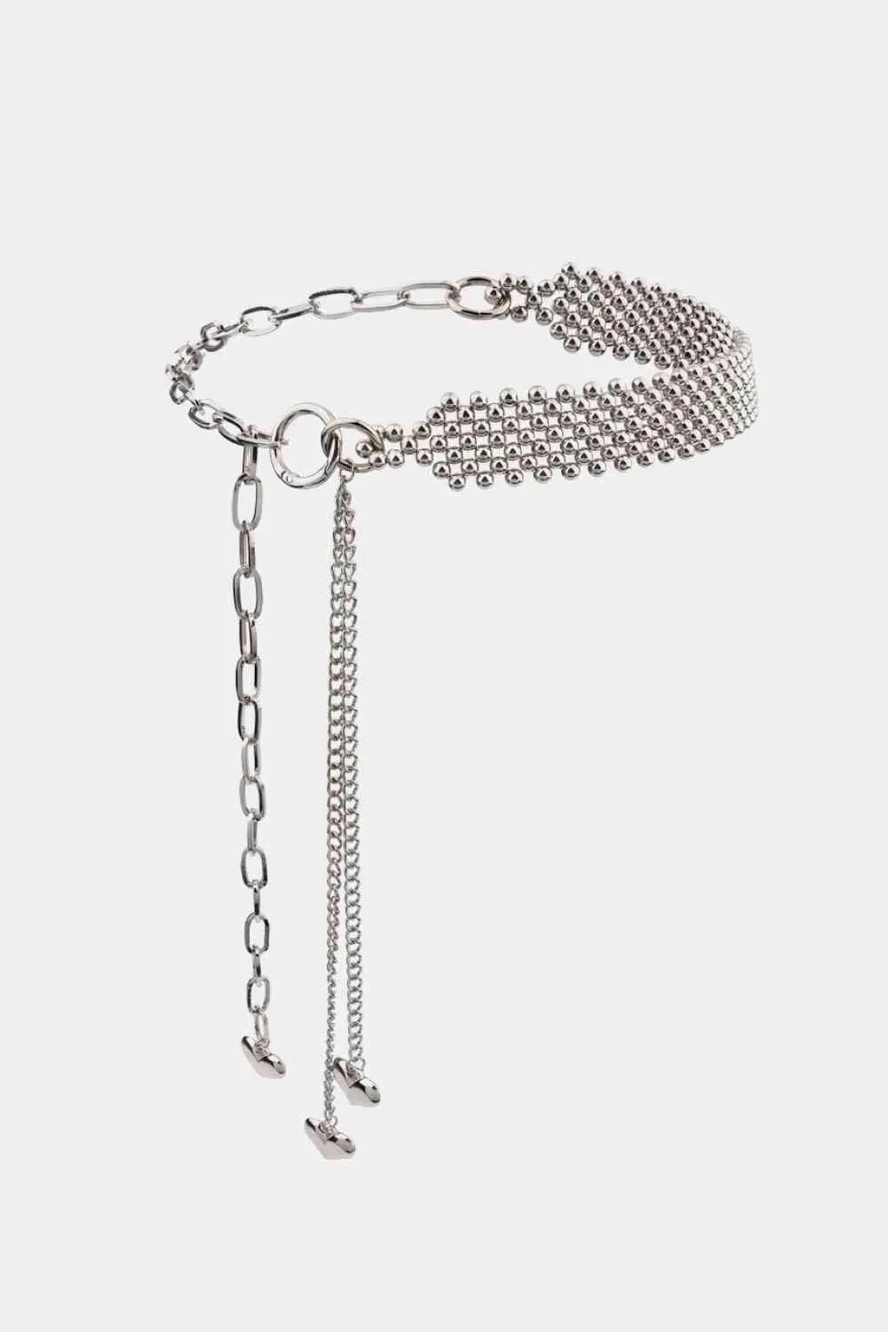 Elegant Heart Charm Beaded Waist Belt with Adjustable Extension - Stylish Fashion Accessory