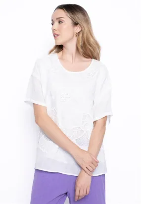 Embroidery Flowy Blouse in Off White