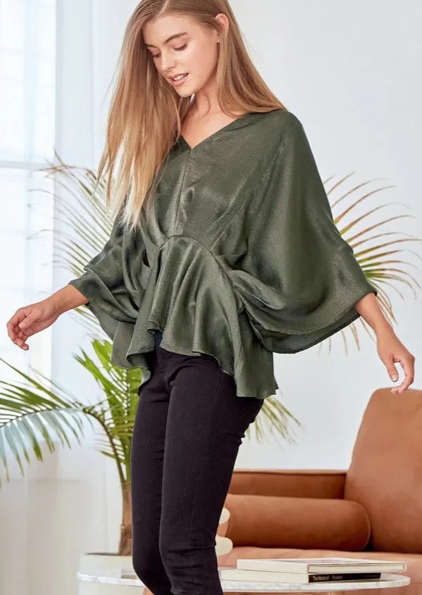 Emerald Kimono Sleeve Blouse ~ FINAL SALE
