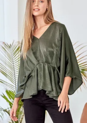 Emerald Kimono Sleeve Blouse ~ FINAL SALE