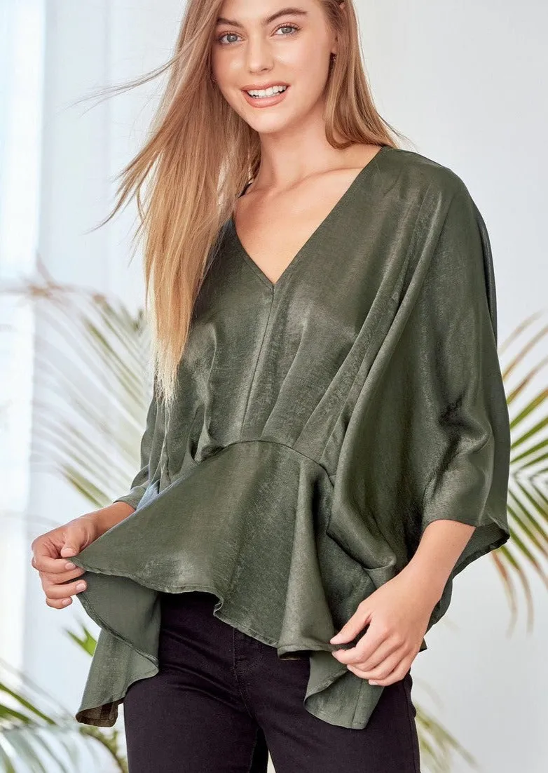 Emerald Kimono Sleeve Blouse ~ FINAL SALE