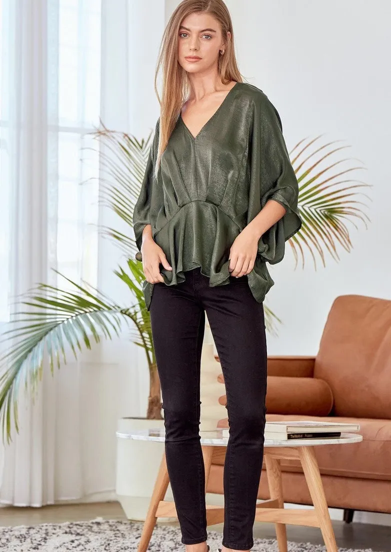 Emerald Kimono Sleeve Blouse ~ FINAL SALE