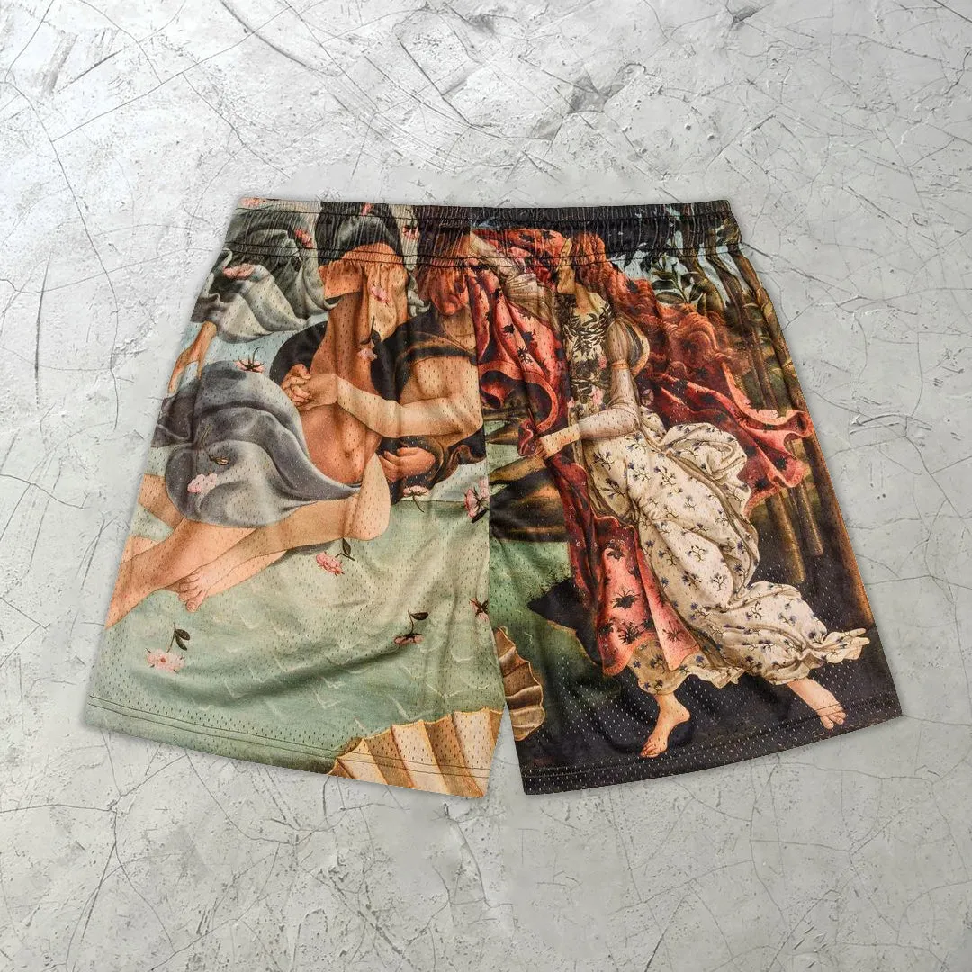 Fashion Retro Art Drawing Casual Shorts