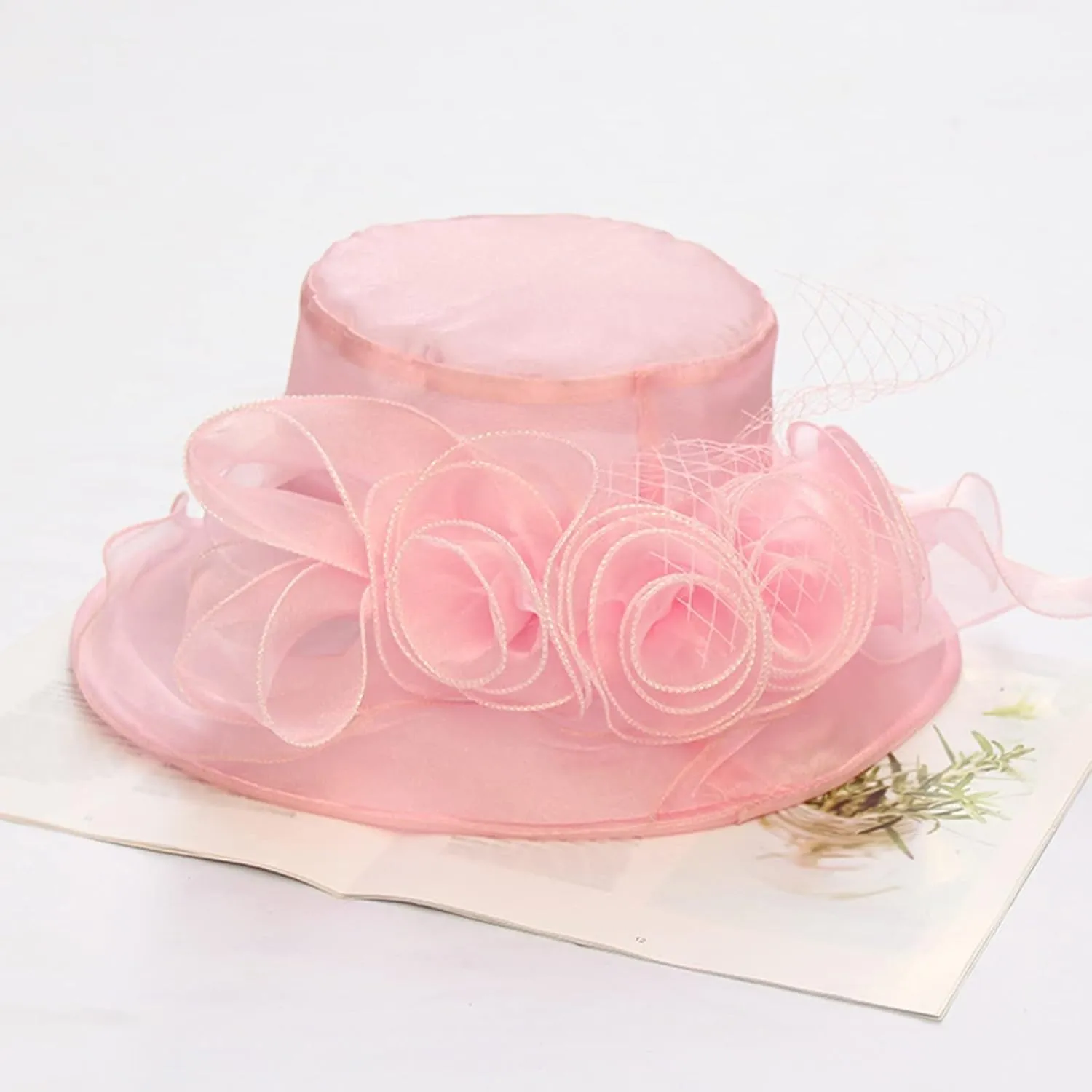 Flower Sun Hats for Women Wide Brim Lace Bucket Hat Summer Beach Seaside Holiday Hat Elegant Wedding Guest Dress Hat