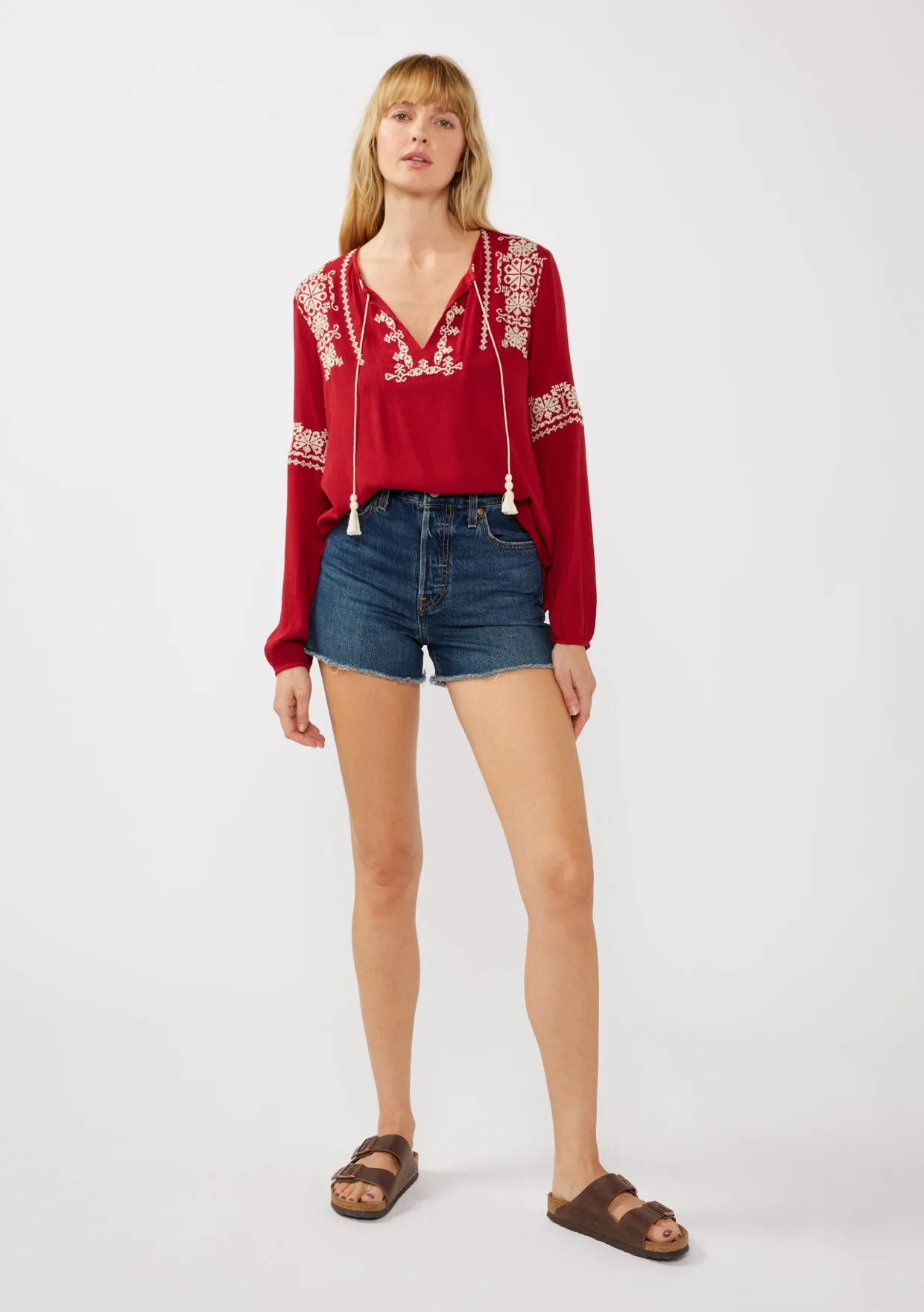 Flowy Embroidered Sleeve Top