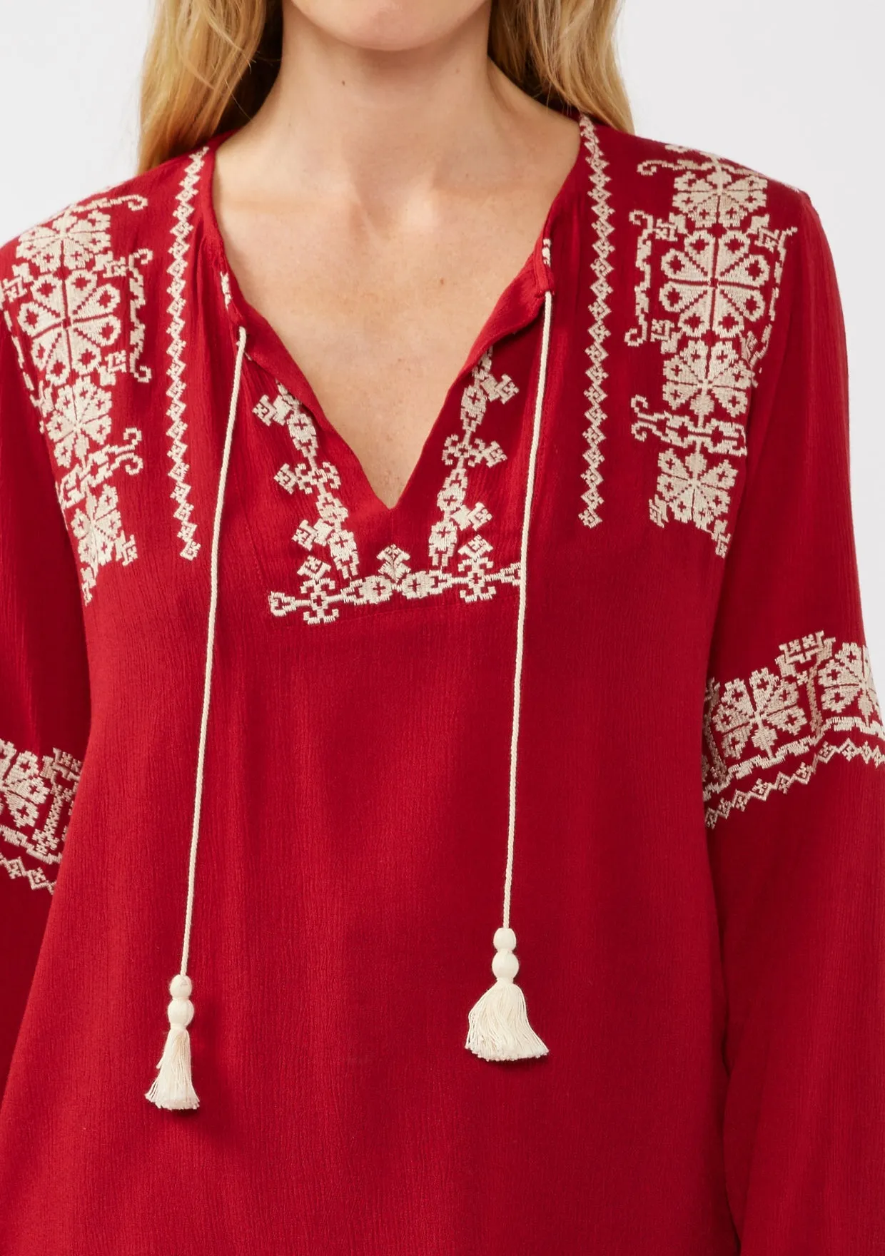 Flowy Embroidered Sleeve Top