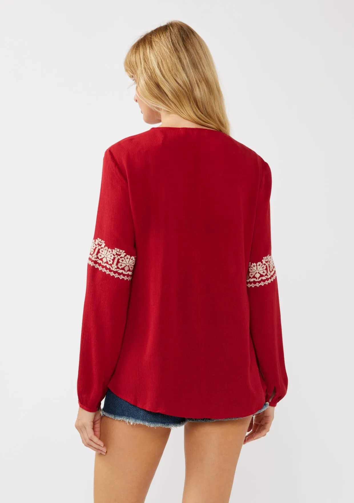 Flowy Embroidered Sleeve Top