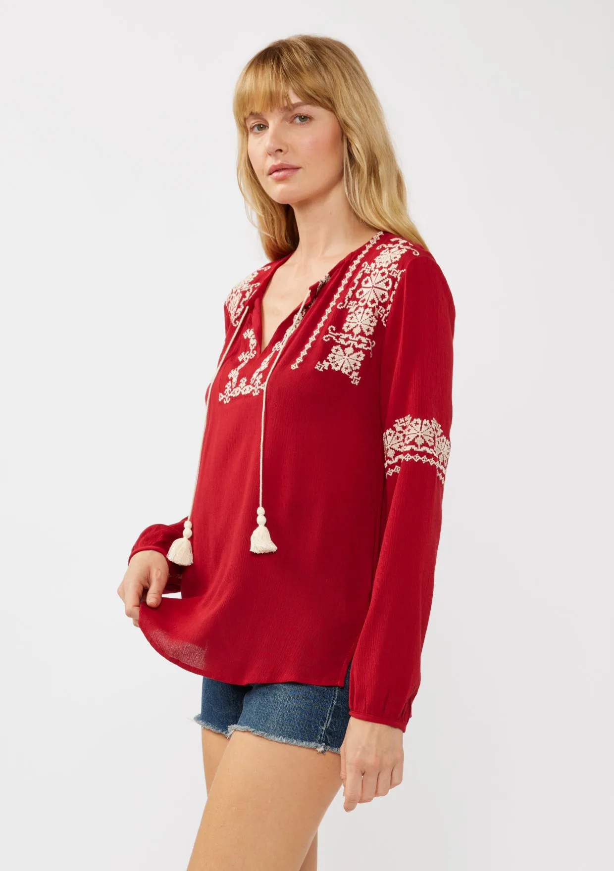 Flowy Embroidered Sleeve Top