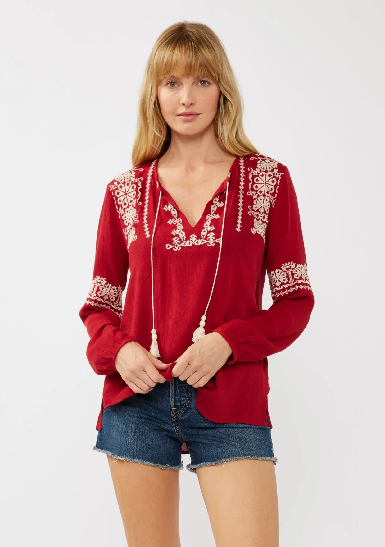 Flowy Embroidered Sleeve Top