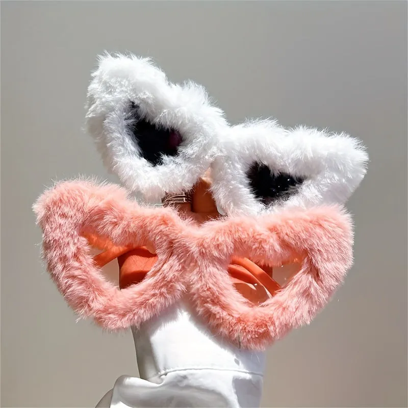Fluffy Heart Frame Fashion Sunglasses For Women