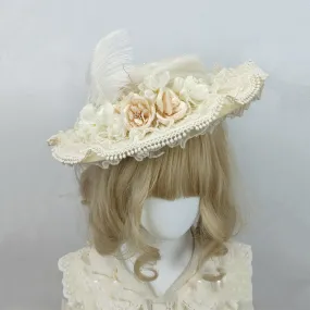 Handmade Flower Elegant Flat Hat