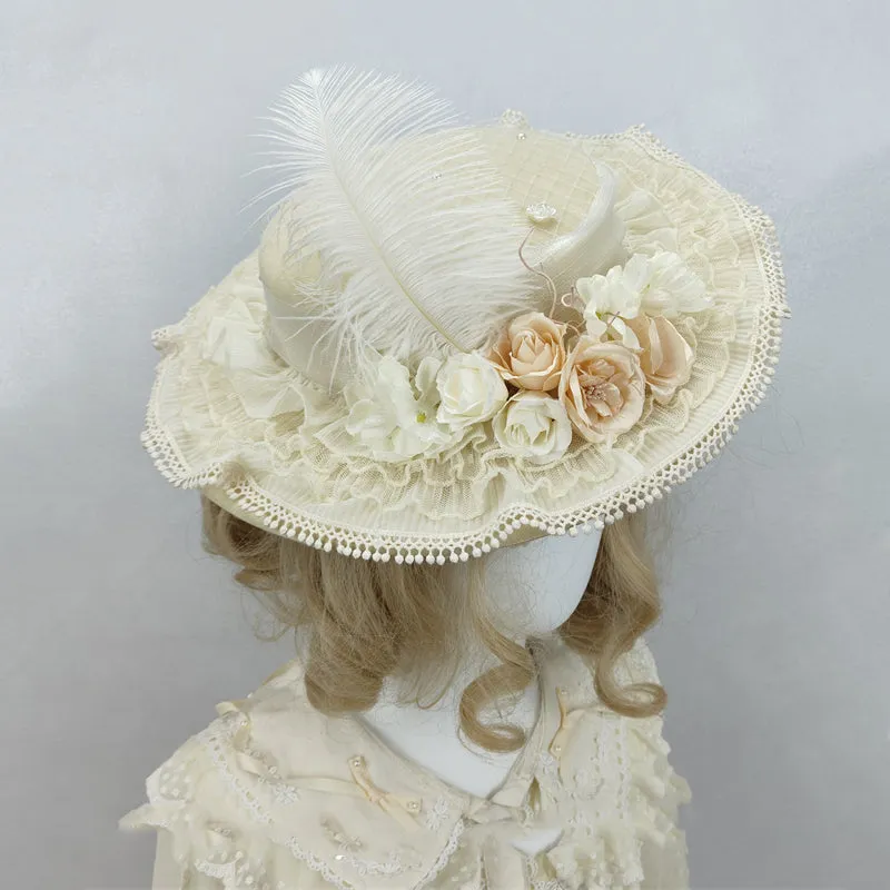 Handmade Flower Elegant Flat Hat