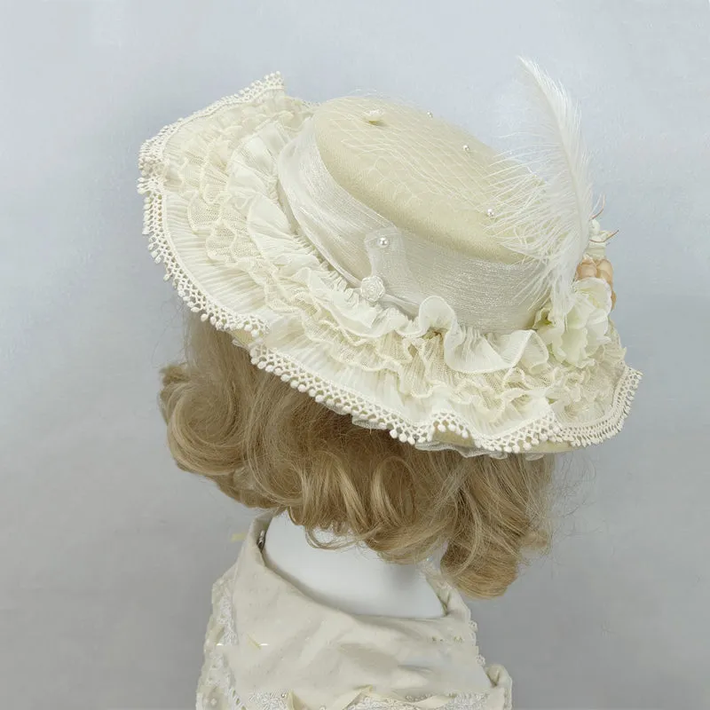 Handmade Flower Elegant Flat Hat