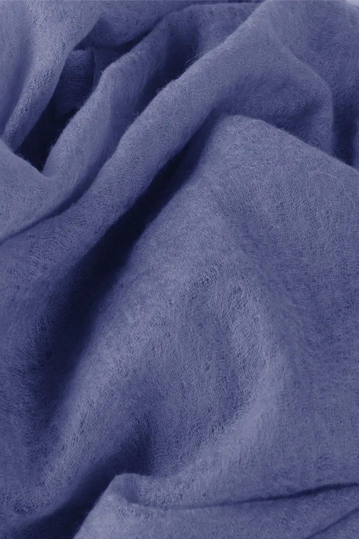 Handwoven Pure Cashmere Scarf Shawl in Cornflower Blue