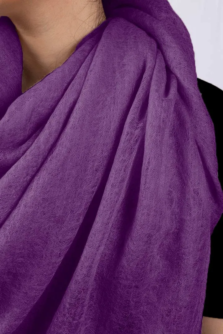Handwoven Pure Cashmere Scarf Shawl in Iris Purple