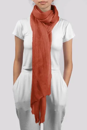 Handwoven Pure Cashmere Scarf Shawl in Pumpkin Orange