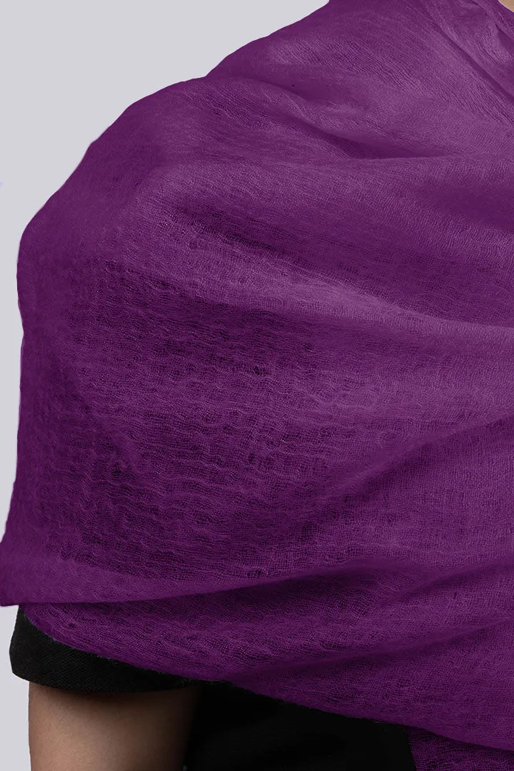 Handwoven Pure Cashmere Scarf Shawl in Vivid Purple