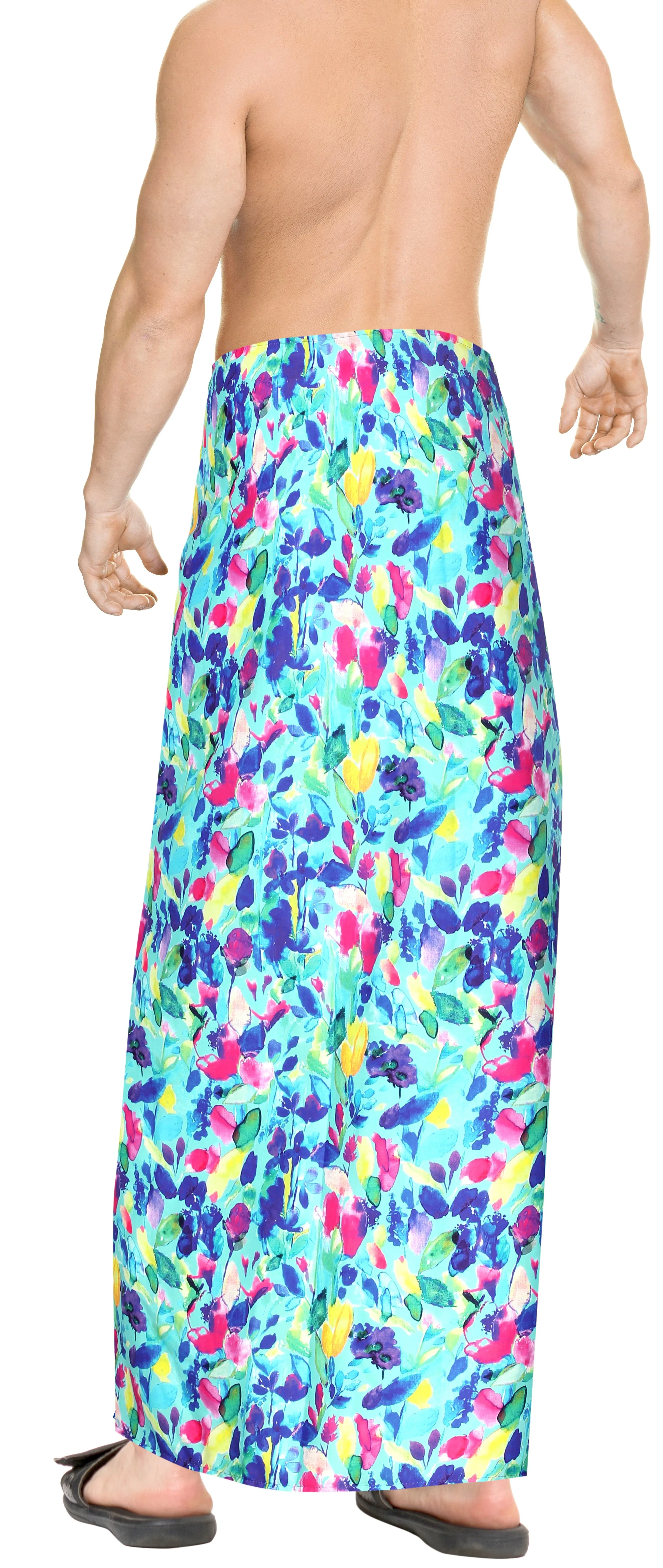 HAPPY BAY 3D HD Men's Sarong Hawaiian Beach Bathing Suit 78"X42" Blue Y580 909779