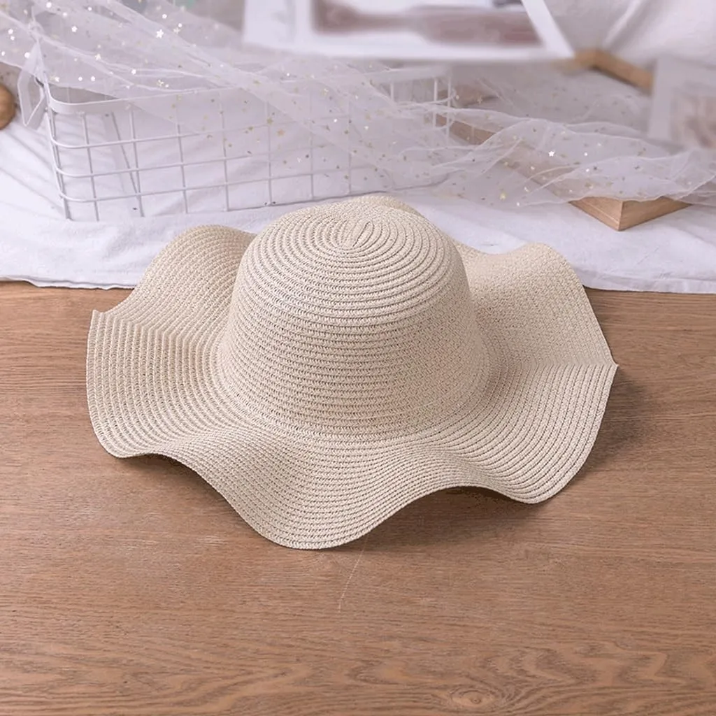 HBJWOV Women Solid Wide Brim Sun Protection Hat for Beach