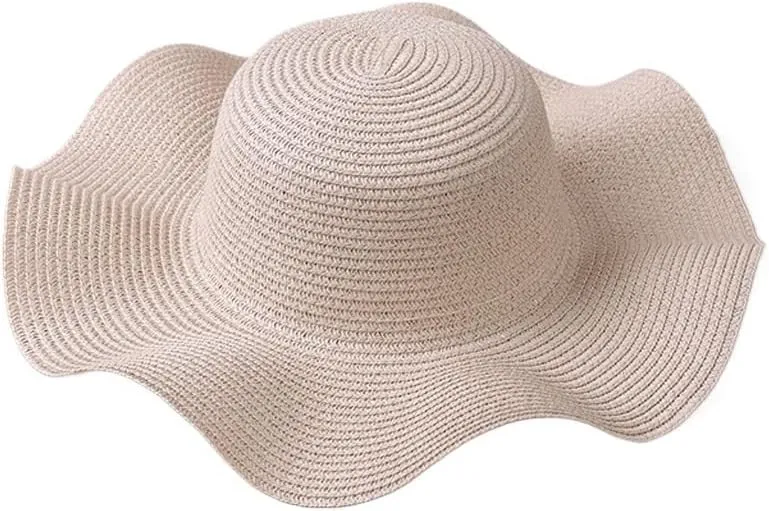 HBJWOV Women Solid Wide Brim Sun Protection Hat for Beach