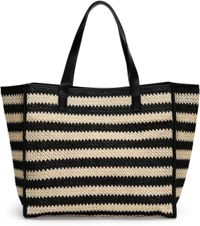Herald Large Handmade Straw Tote Handbag for Women, Summer Beach Weaving Chic Woven Shoulder Purse Bags for Travel Vacation