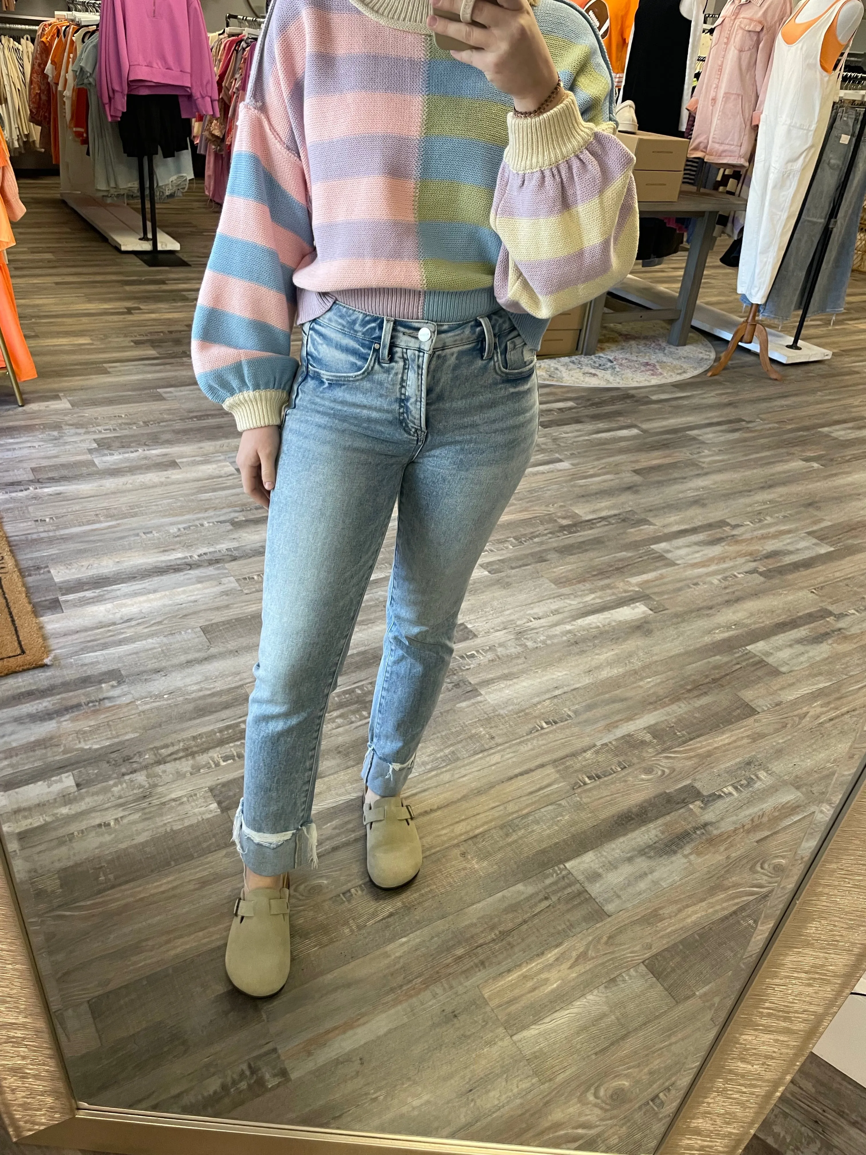 High Rise Straight Cuffed Jeans - Light Wash | Risen Jeans