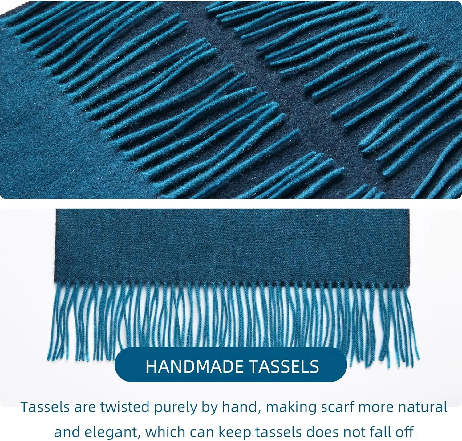 HOTDAY Cashmere Scarf - Winter Warmer With Double-sided Solid Color, Water Wave Pattern